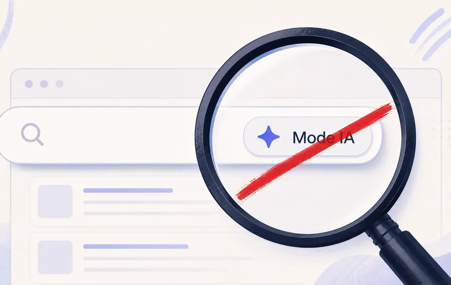 Illustration du bouton Mode IA dans la barre de recherche de Chrome